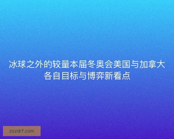 冰球之外的较量本届冬奥会美国与加拿大各自目标与博弈新看点