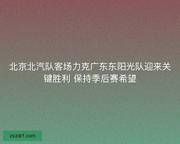 北京北汽队客场力克广东东阳光队迎来关键胜利 保持季后赛希望 北京北汽队客场力克广东东阳光队迎来关键胜利 保持季后赛希望